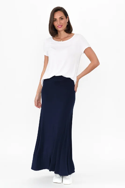 Lana Navy Bamboo Maxi Skirt