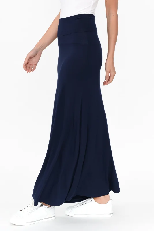 Lana Navy Bamboo Maxi Skirt