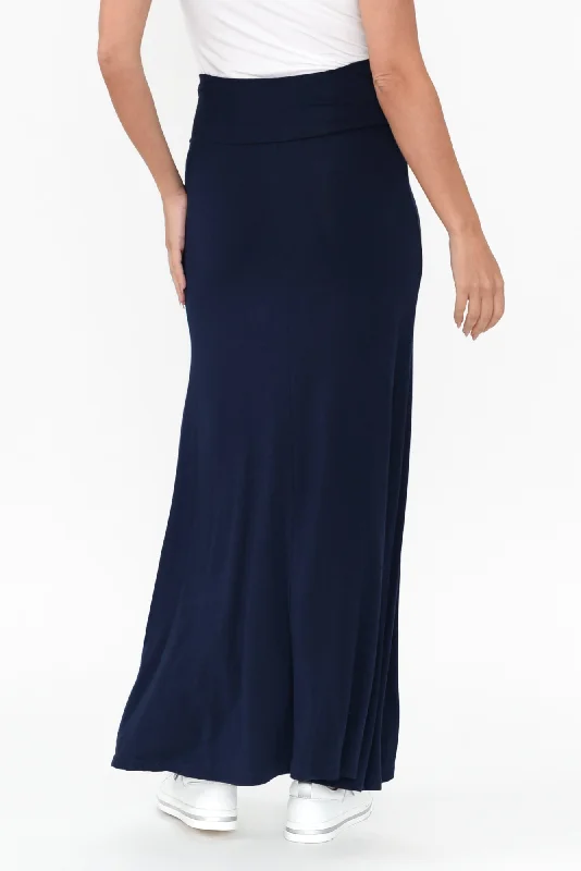 Lana Navy Bamboo Maxi Skirt