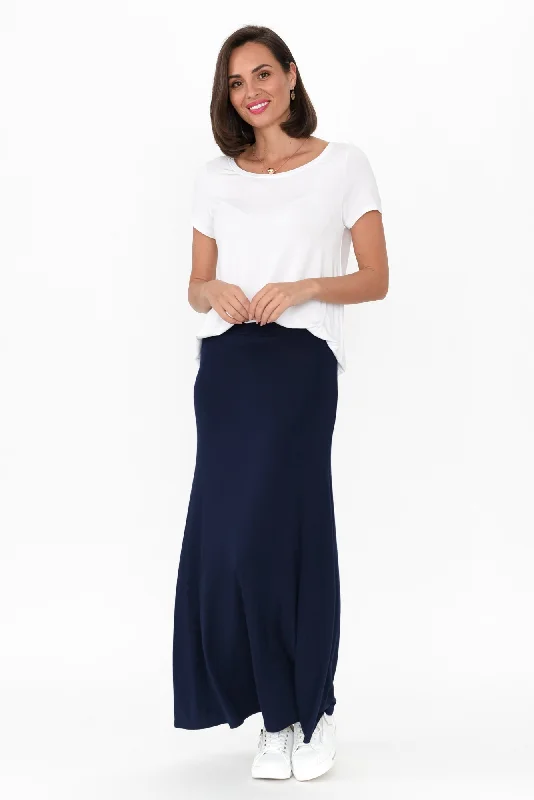 Lana Navy Bamboo Maxi Skirt