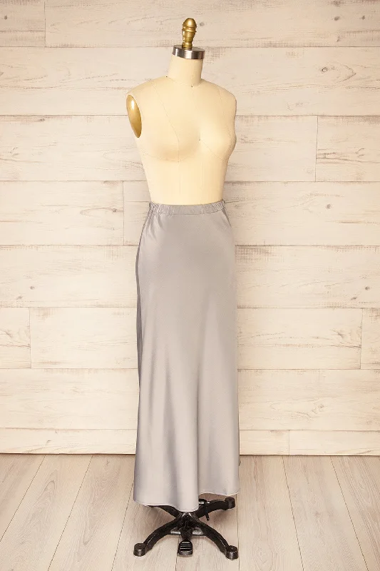 Lehavre Grey | Maxi Satin Skirt