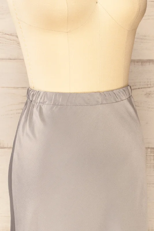 Lehavre Grey | Maxi Satin Skirt