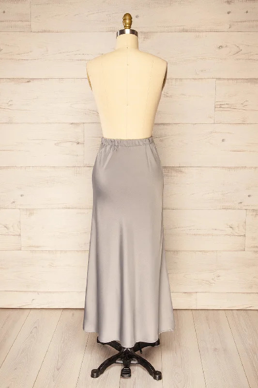 Lehavre Grey | Maxi Satin Skirt