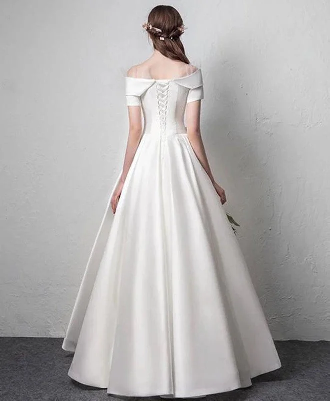 Modest A-line Bridal Gowns, Off The Shoulder Wedding Dresses