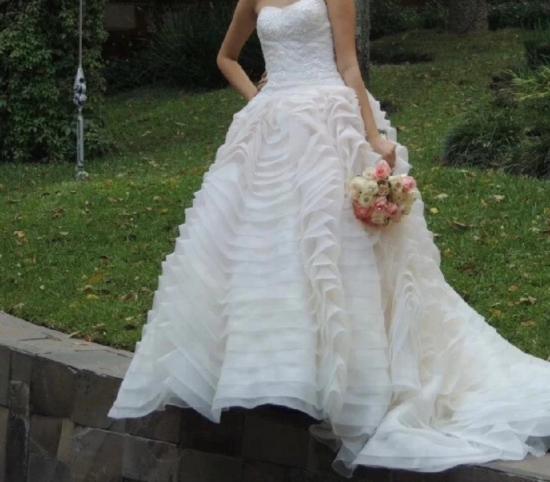 Oleg Cassini Strapless Layered Organza Ruffle Skirt