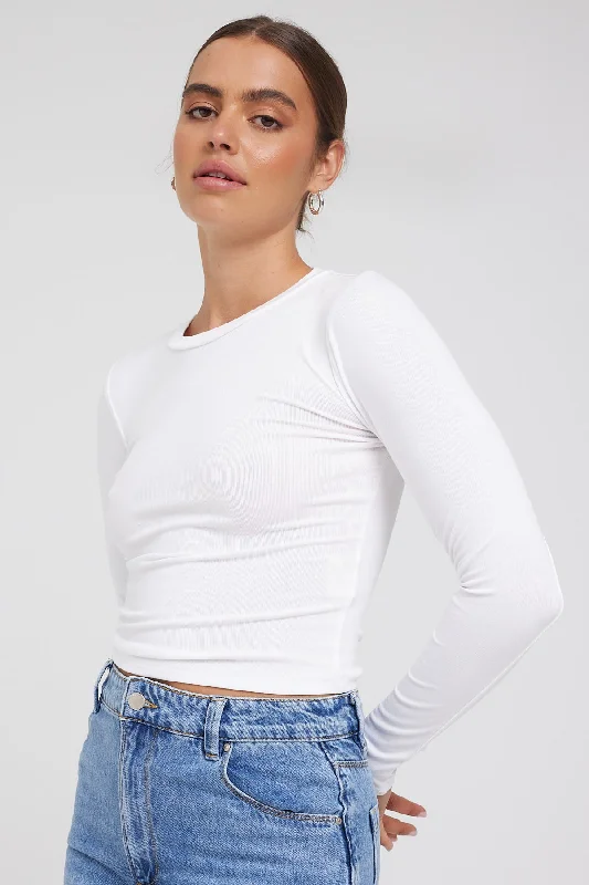 Perfect Stranger Long Sleeve Top White