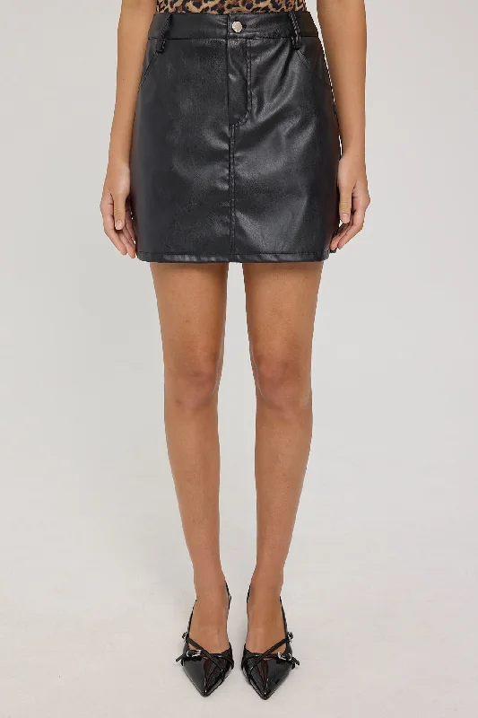 Perfect Stranger PU High Rise Mini Skirt Black