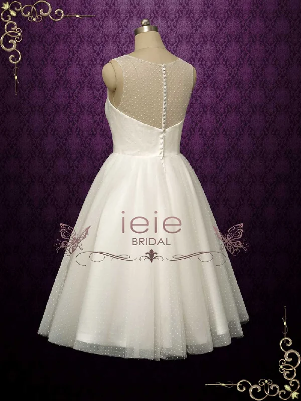 Polka Dot Short Retro Tea Length Wedding Dress ELYNA