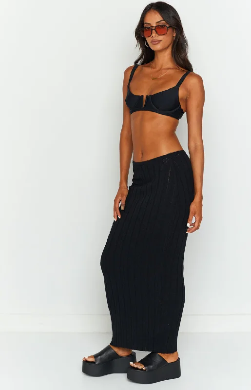 SNDYS Baha Ribbed Skirt Black