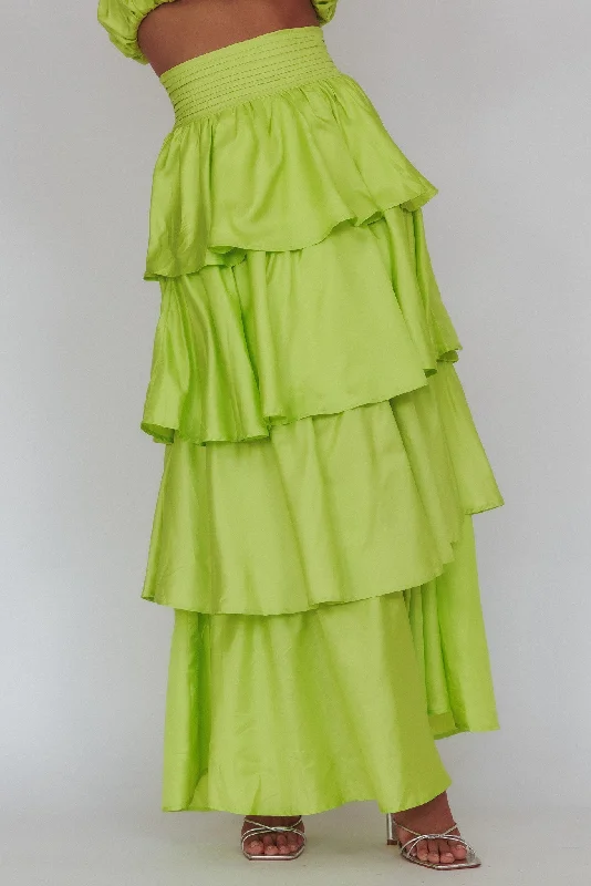 Sozo Layered Maxi Skirt Lime