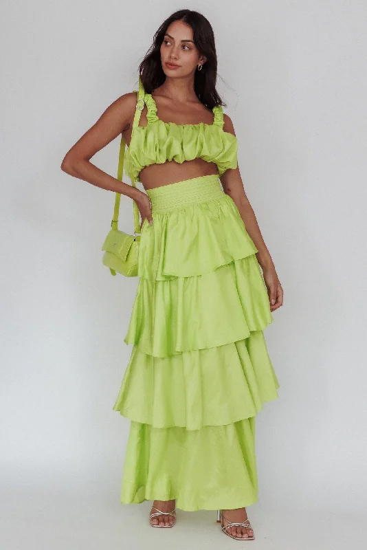 Sozo Layered Maxi Skirt Lime