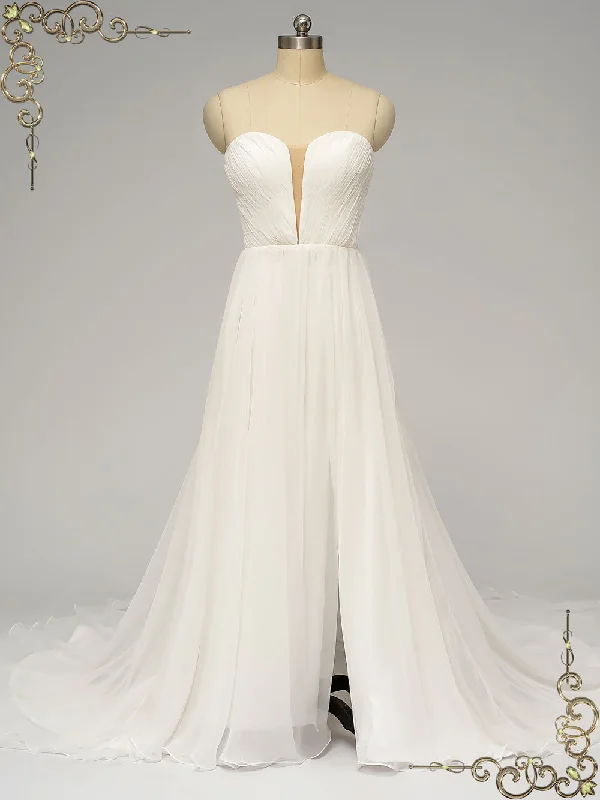 Strapless Chiffon Wedding Dress with Side Slit ALLEGRA