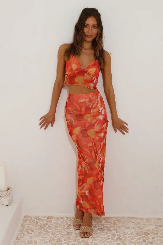 Waiting On You Maxi Skirt Orange