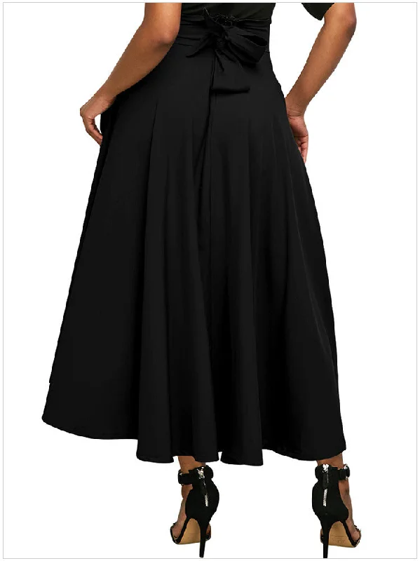 Women's Waist Draped Side Slit With Belt Skirts