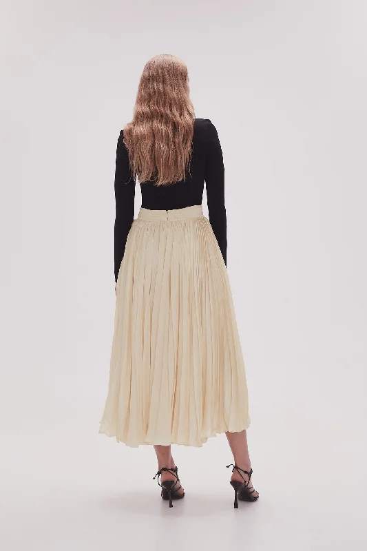 Wondrous Pleated Satin Skirt