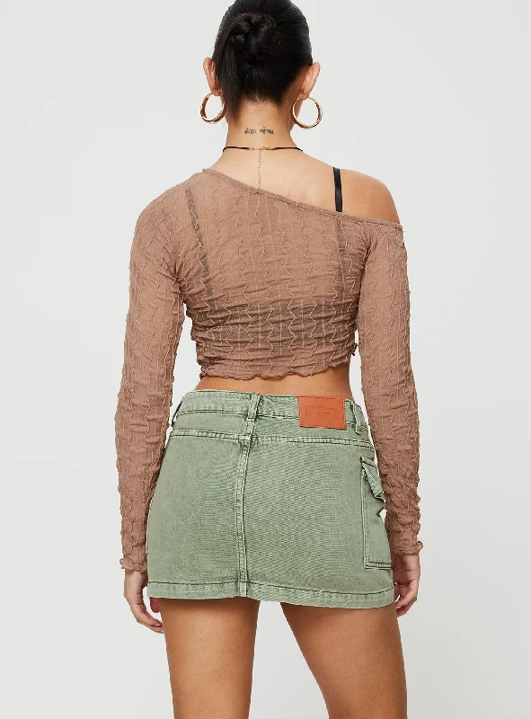 Zakai Cargo Denim Mini Skirt Green