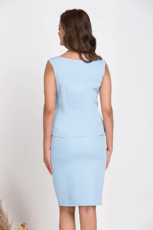 Powder Blue Formal Side Slit Pencil Skirt for Women