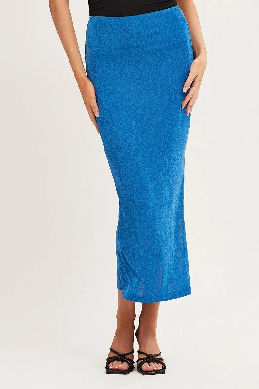 Blue Maxi Skirt High Rise