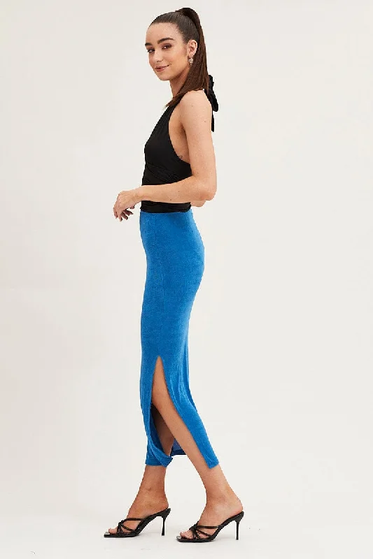 Blue Maxi Skirt High Rise