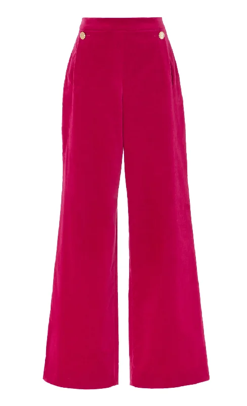 Clove Velvet Waisted Trousers - Hot Pink