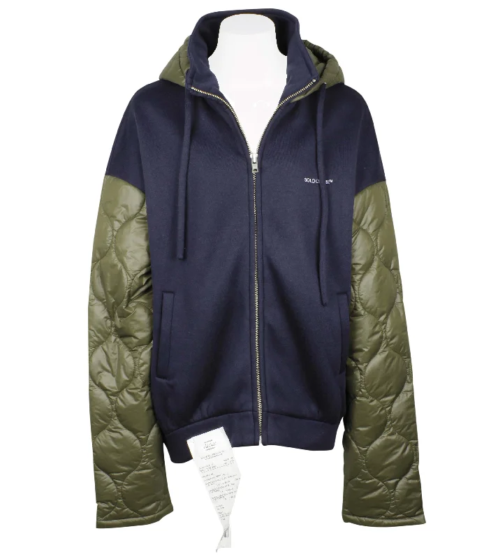 Contrasted Quilted Zip Up Hoodie