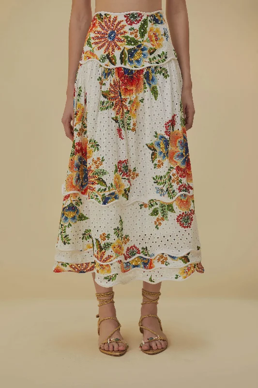 Off-White Delicate Garden Midi Skirt