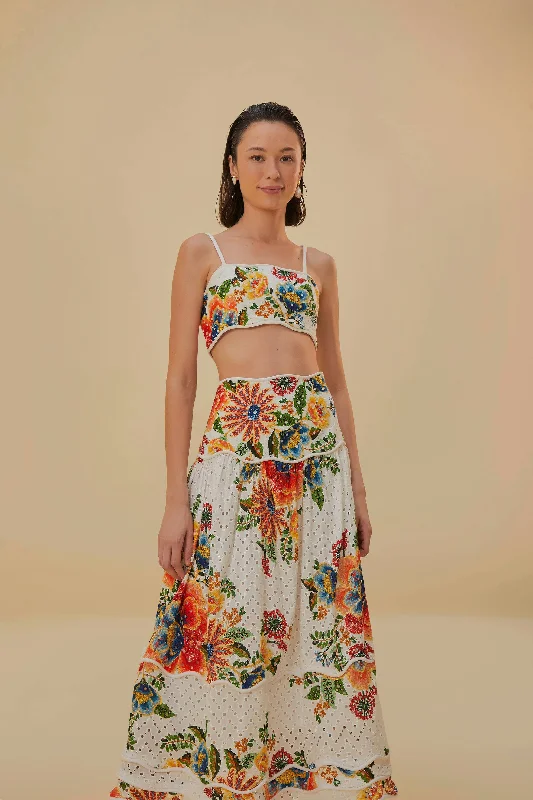 Off-White Delicate Garden Midi Skirt