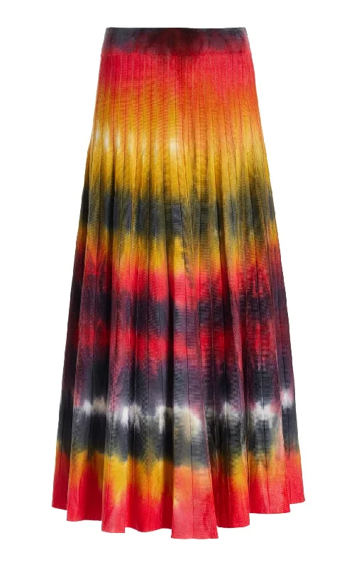 Ella Corrugated Knit Skirt in Fire Tie Dye Cashmere