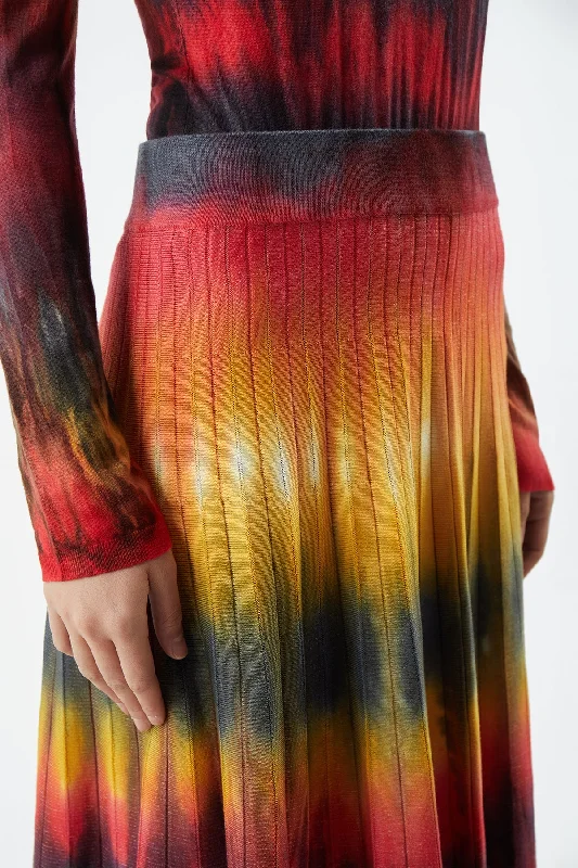 Ella Corrugated Knit Skirt in Fire Tie Dye Cashmere