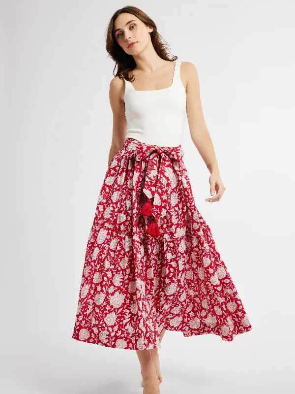 Françoise Skirt in Red Zinnia