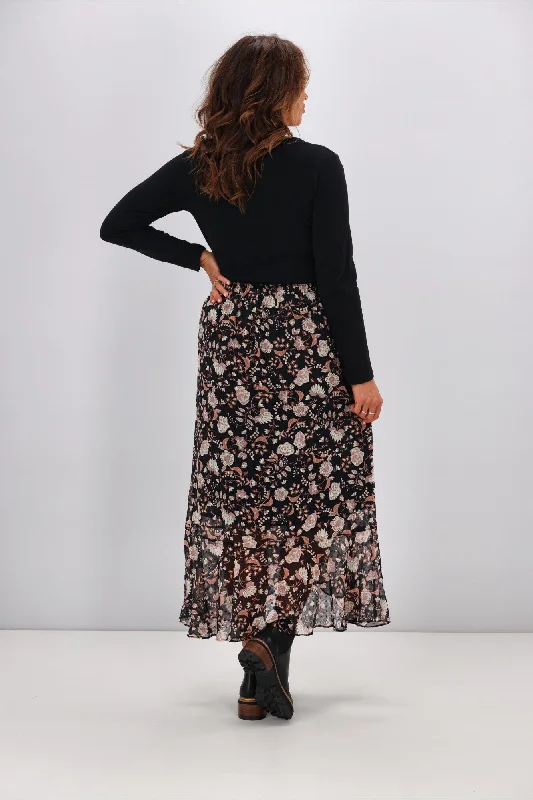 Gloss by Shine On Julia Frilled Midi Skirt Autumn Floral