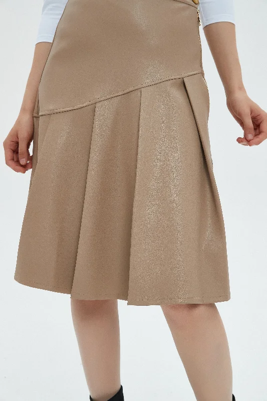 HALF PLEAT SKIRT byMM - LIGHT TAN LEATHER