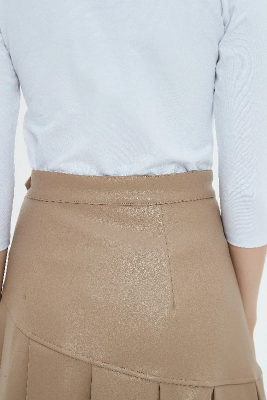 HALF PLEAT SKIRT byMM - LIGHT TAN LEATHER