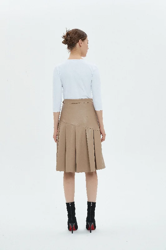 HALF PLEAT SKIRT byMM - LIGHT TAN LEATHER