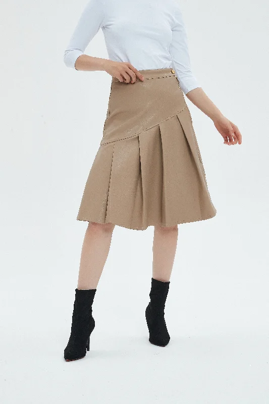 HALF PLEAT SKIRT byMM - LIGHT TAN LEATHER