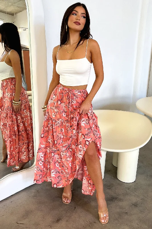 Kei Maxi Skirt - Pink Floral