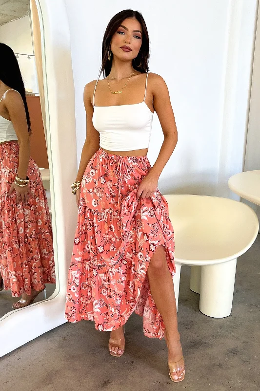 Kei Maxi Skirt - Pink Floral