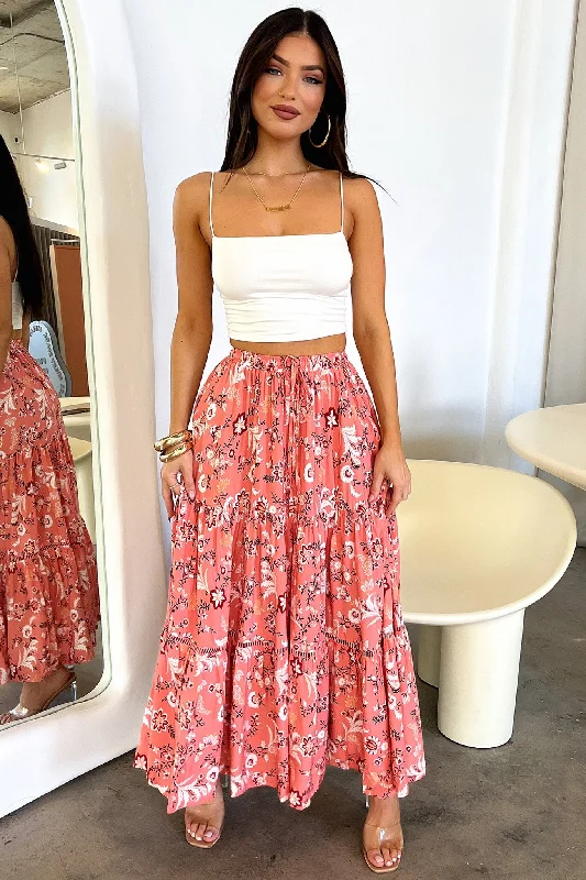 Kei Maxi Skirt - Pink Floral