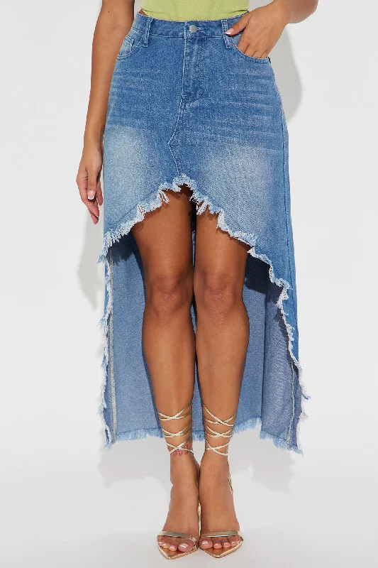 Last Chance Denim Maxi Skirt - Medium Wash