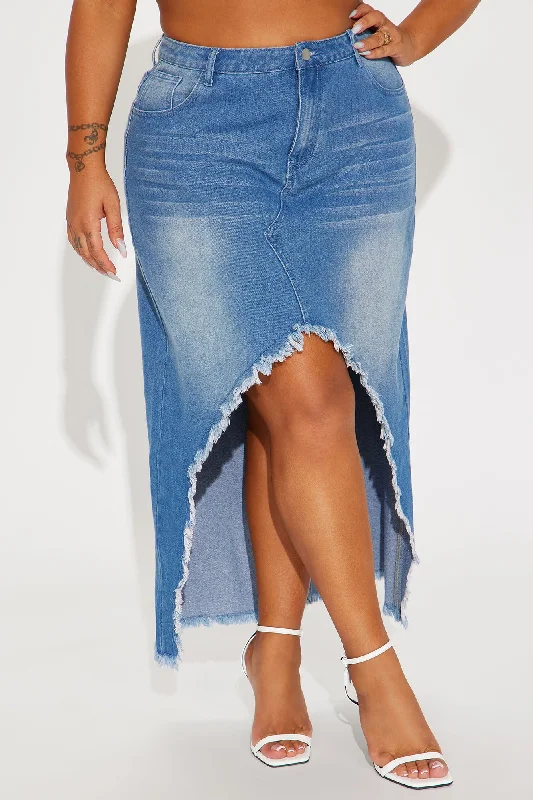 Last Chance Denim Maxi Skirt - Medium Wash