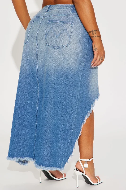 Last Chance Denim Maxi Skirt - Medium Wash