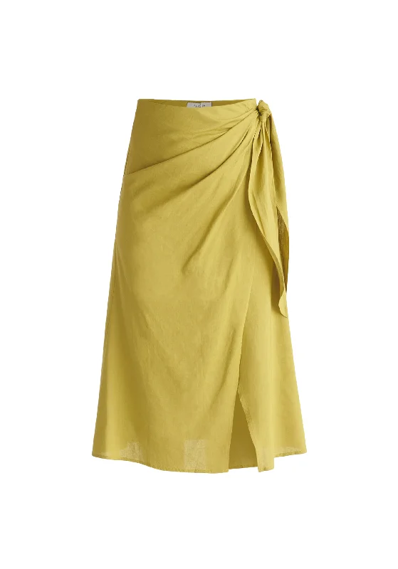 Linen Blend Wrap Skirt