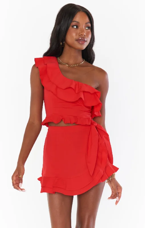 Liza Ruffle Skort ~ Cherry Poplin