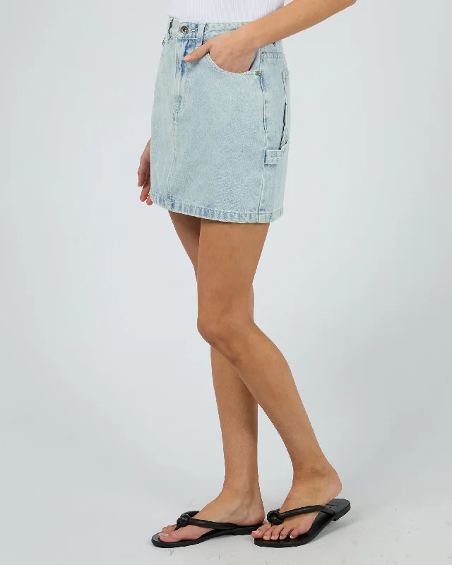 Silent Theory Cargo Denim Skirt Light Blue